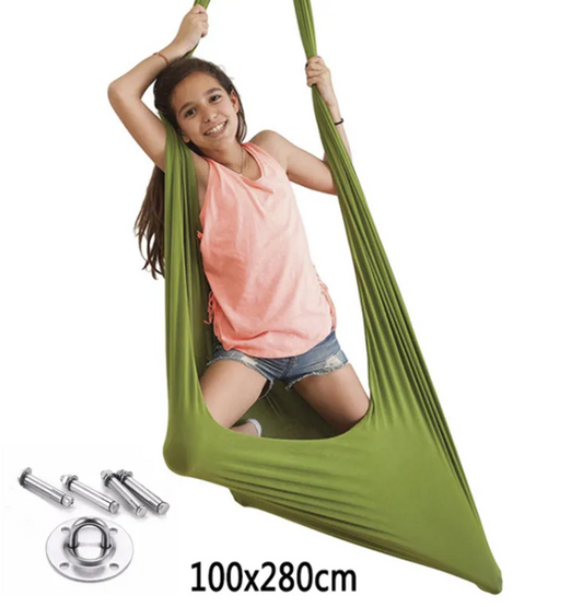 Elastic sensory hammock cocoon swing for special needs children — indoor therapy swing for autism, ADHD and sensory processing disorder in playroom or therapy centre