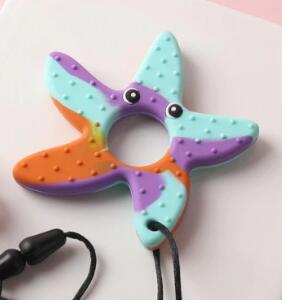 Silicone chewelry sensory chew toy for kids with ADHD and autism — starfish shaped oral motor tool for sensory processing disorder