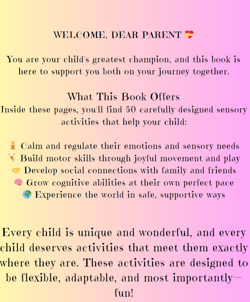 Printable sensory activity book for special needs children — 50 ADHD and autism activities for calming, focus, social skills and fine motor development